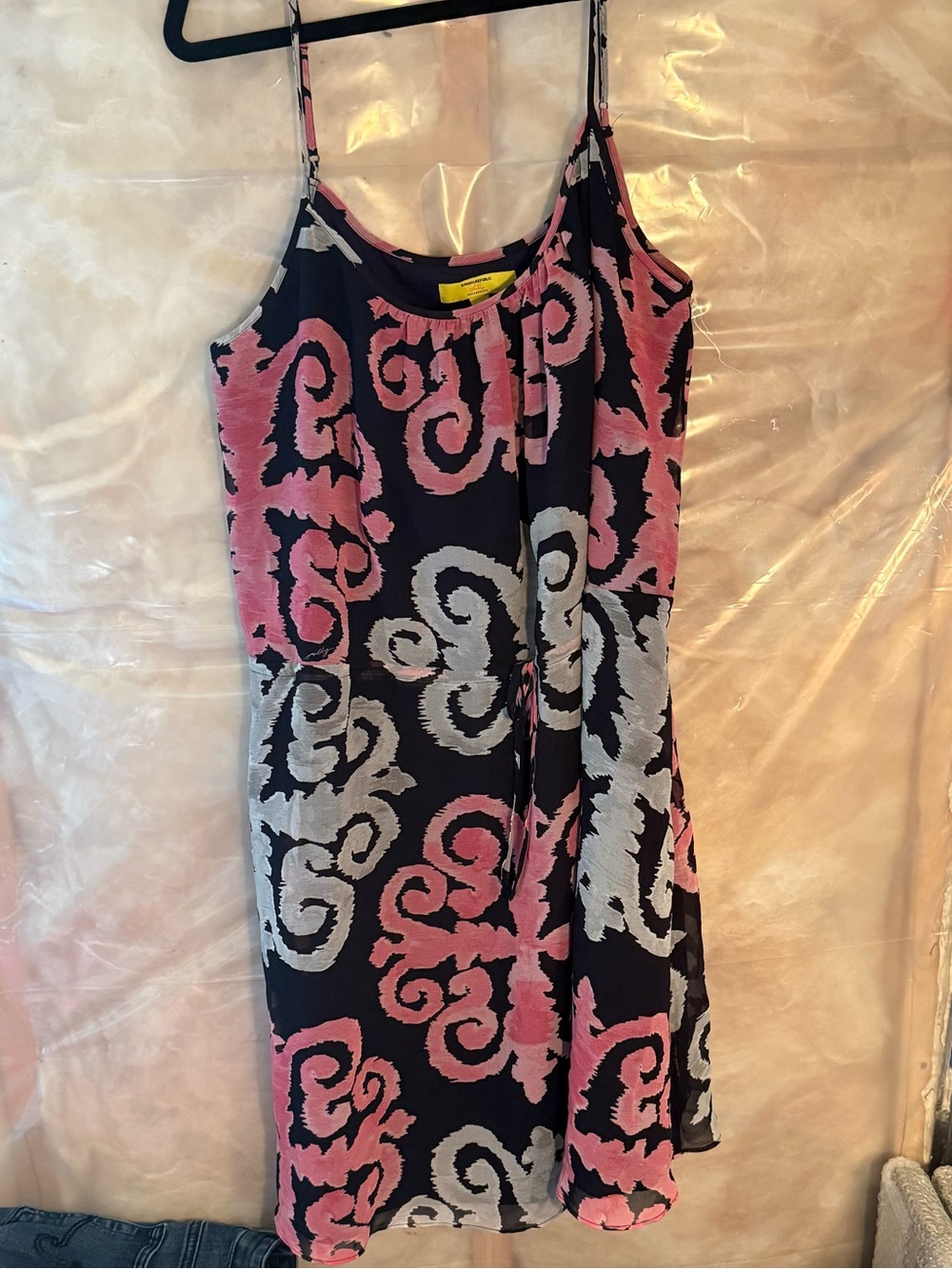 Banana Republic Black, Pink and Cream Patterned Slip Dress